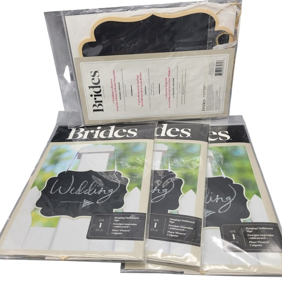 Studio His & Hers Other - Brides Wood Hanging Chalkboard Signs Lot‎ of 4 Pkgs 10"x7"